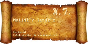 Mallár Teréz névjegykártya
